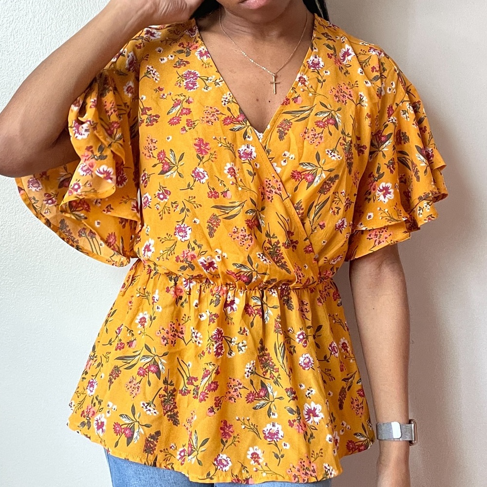 Blue Rain Floral Blouse